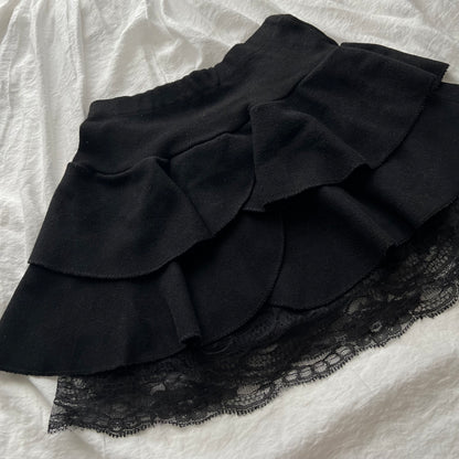 Black layers lace skirt