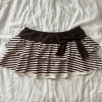 Bow striped bikini set