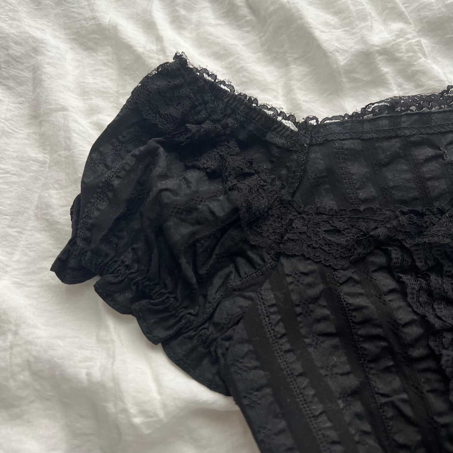 Black lace and ribbon top