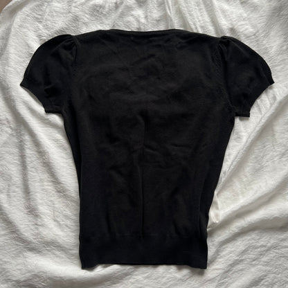 Black removable bow knit