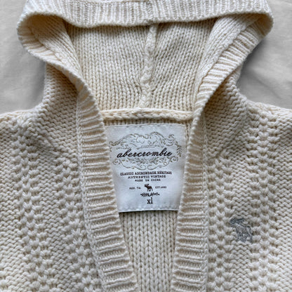Abercrombie Cream Knit Hooded Cardigan