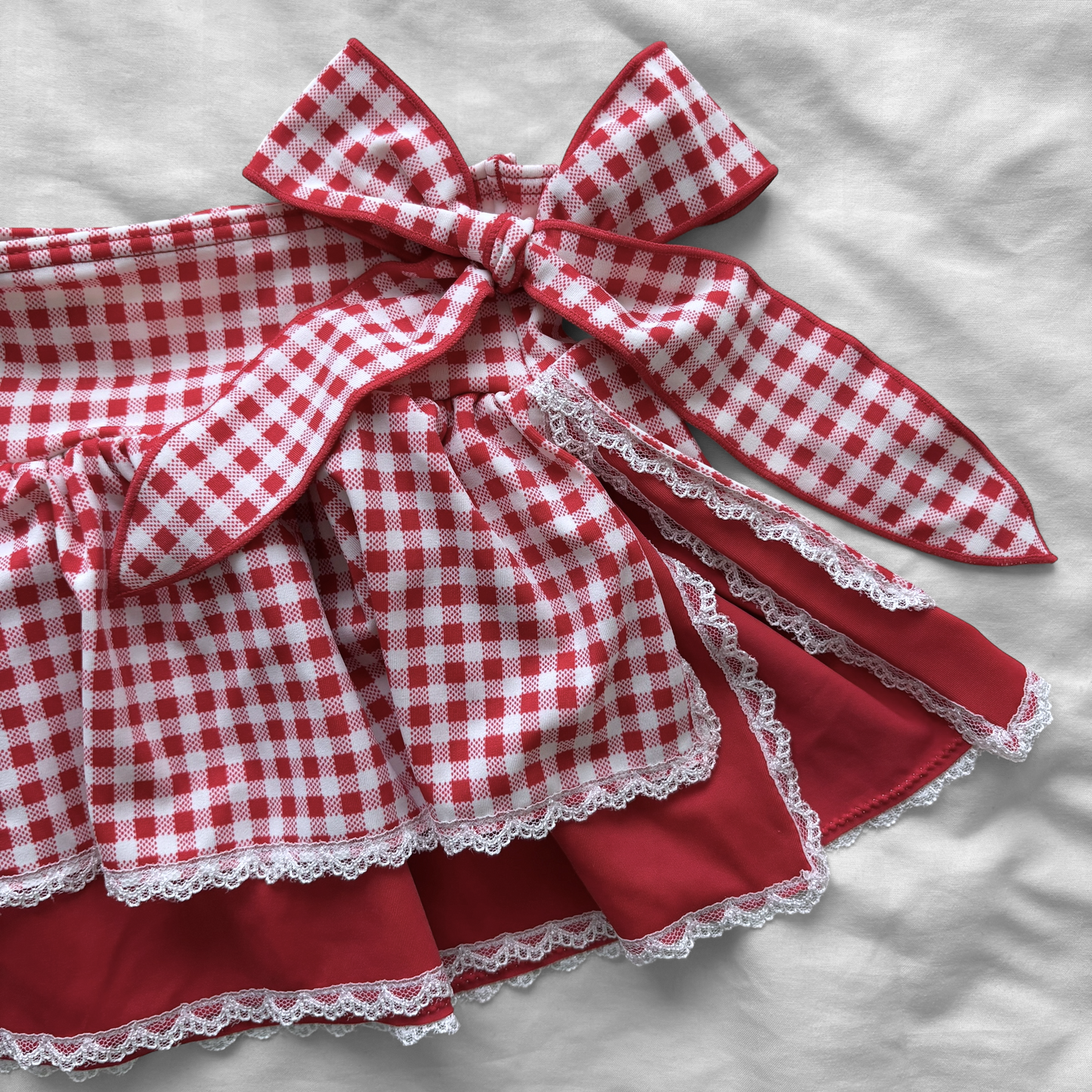 M size•Red plaid & lace bikini Set
