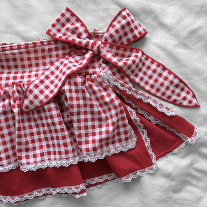 M size•Red plaid & lace bikini Set