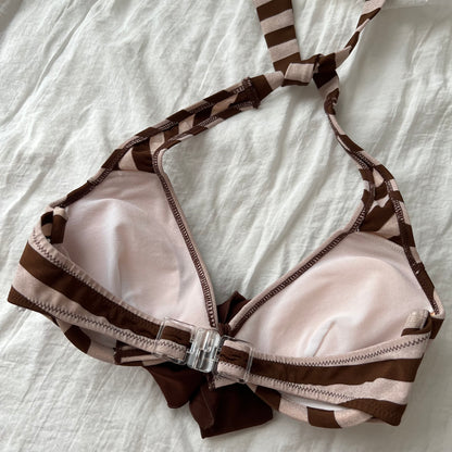 Sparkly striped brown bikini set
