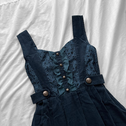 ‘Axes Femme’ Dark Turquoise Corduroy Dress