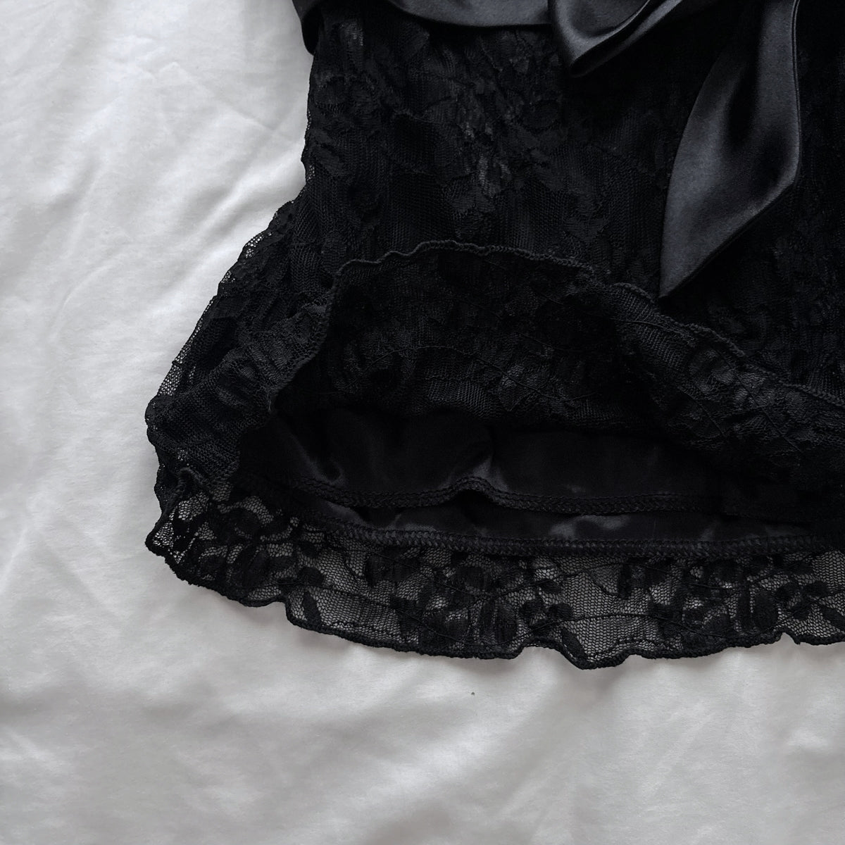 Cute Black Lace & Ribbon Top