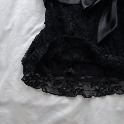 Cute Black Lace & Ribbon Top