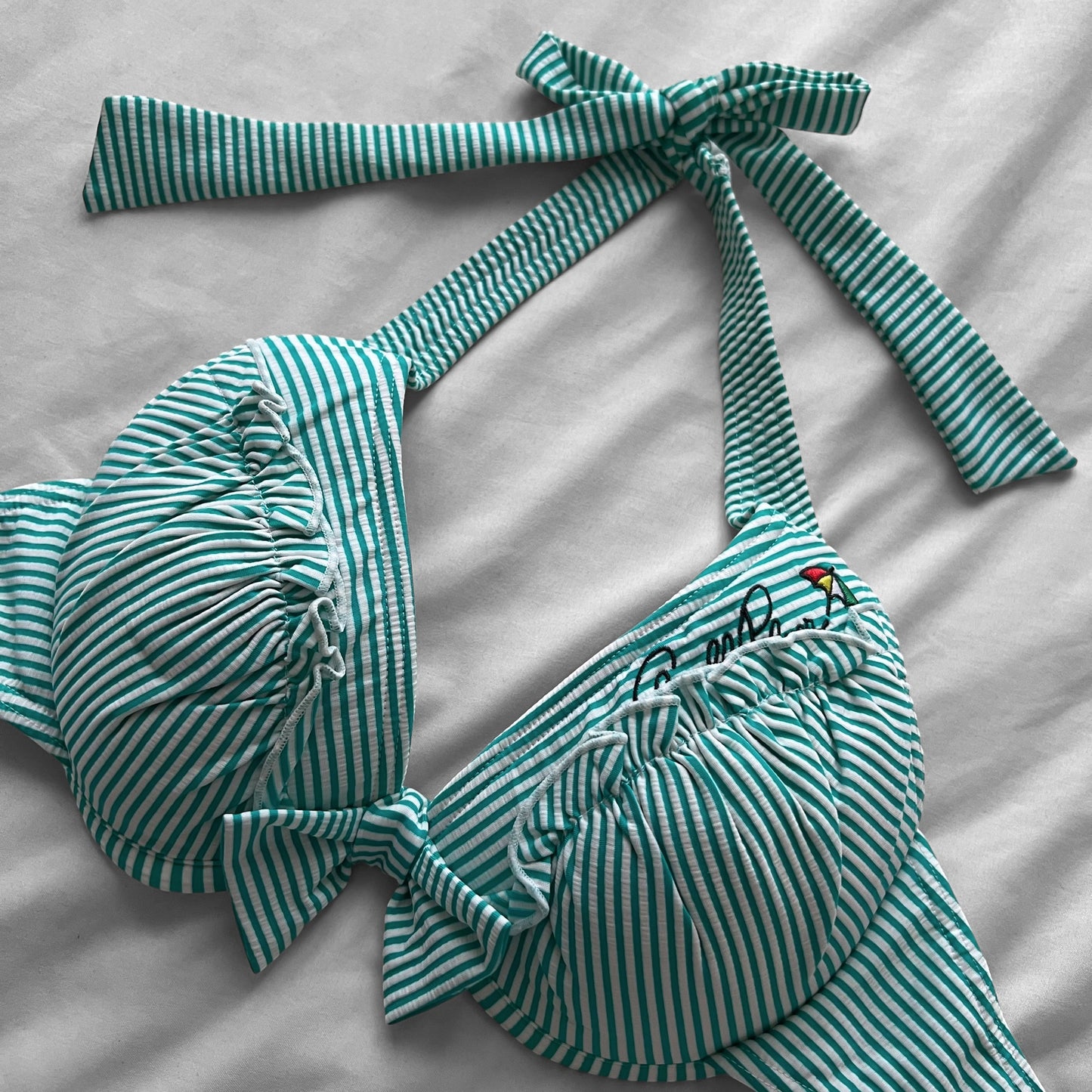M size•Mint Green stripes bikini Set