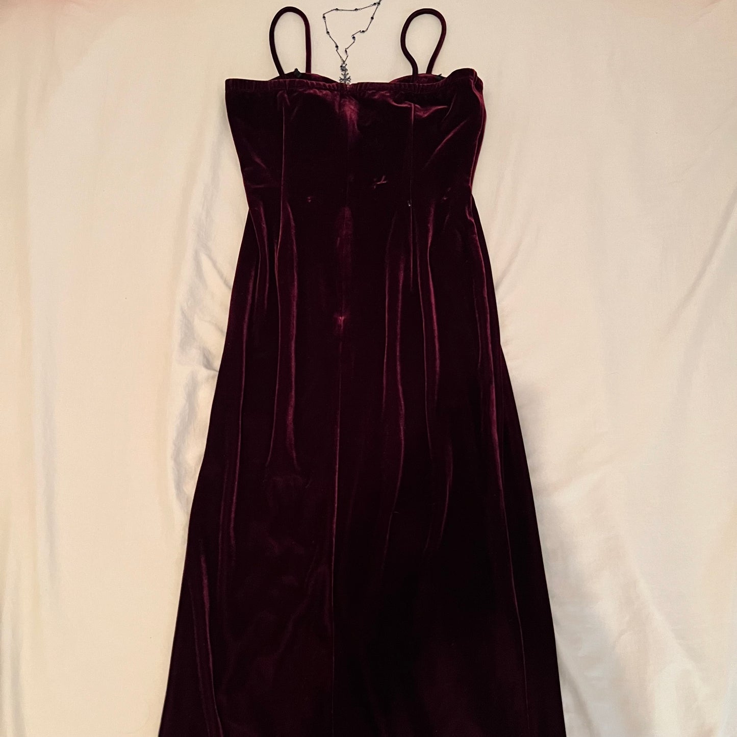 Burgundy velvet slit dress