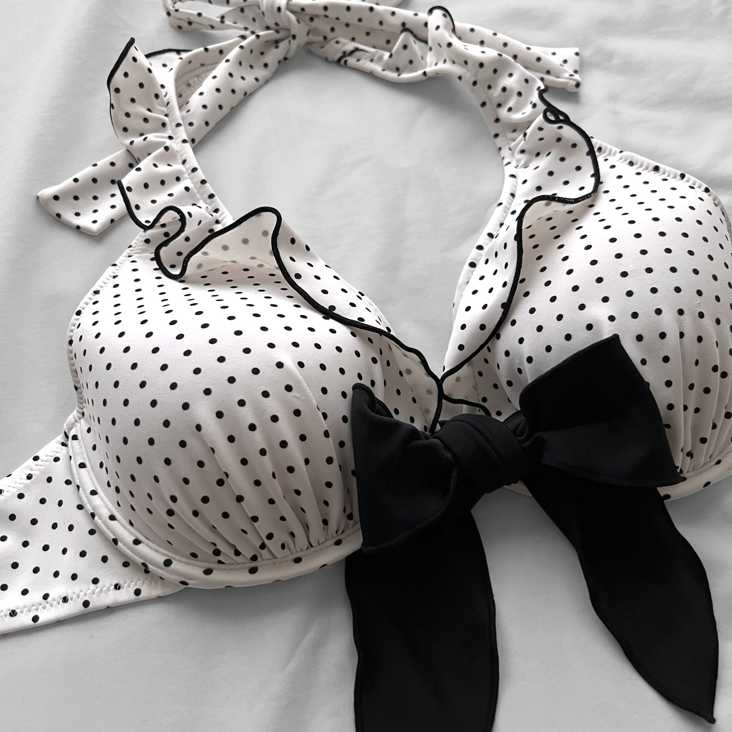 L size•White polka dots bikini Set