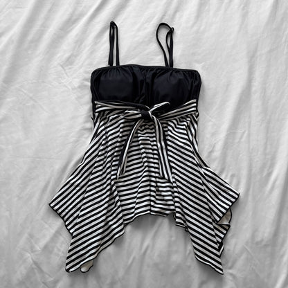 M size•Black & white stripes 4-piece bikini Set