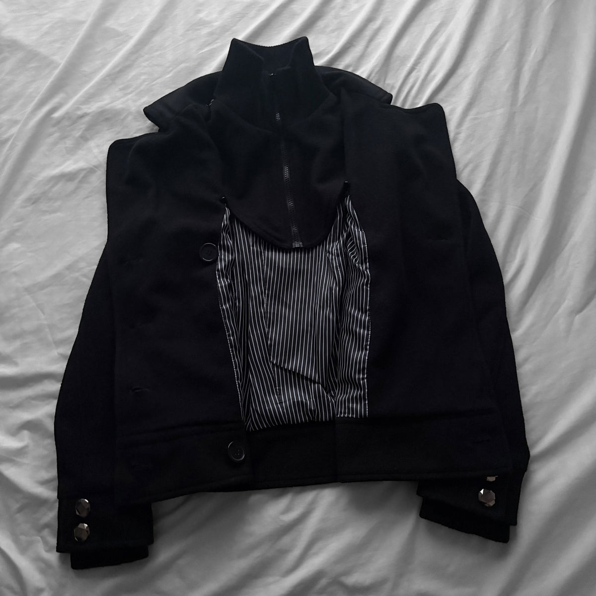 Black Peacoat layered Jacket