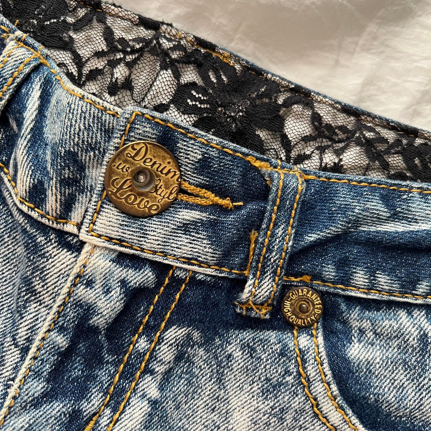 Denim gold shorts