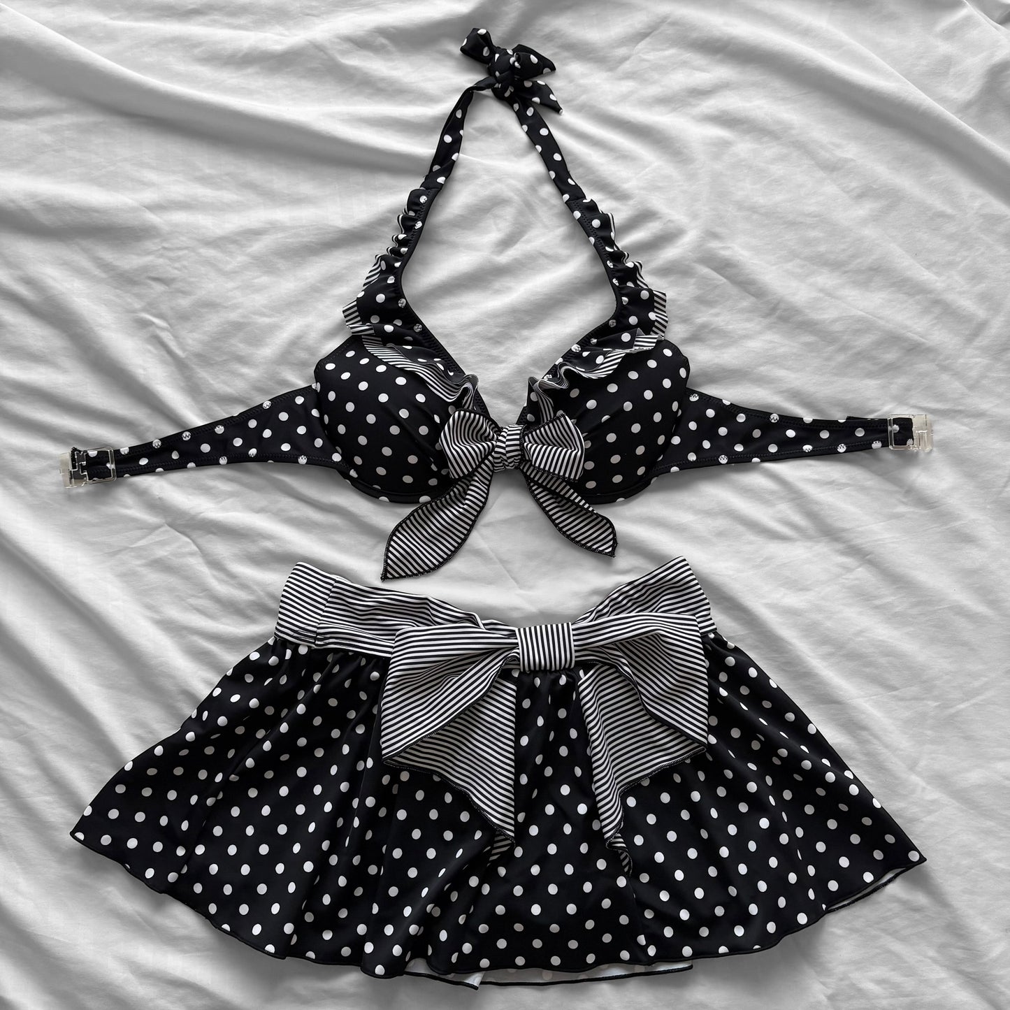 M size•Black dots & stripes bikini Set