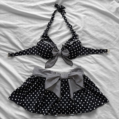 M size•Black dots & stripes bikini Set