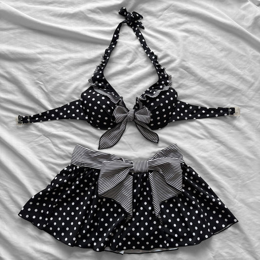 M size•Black dots & stripes bikini Set