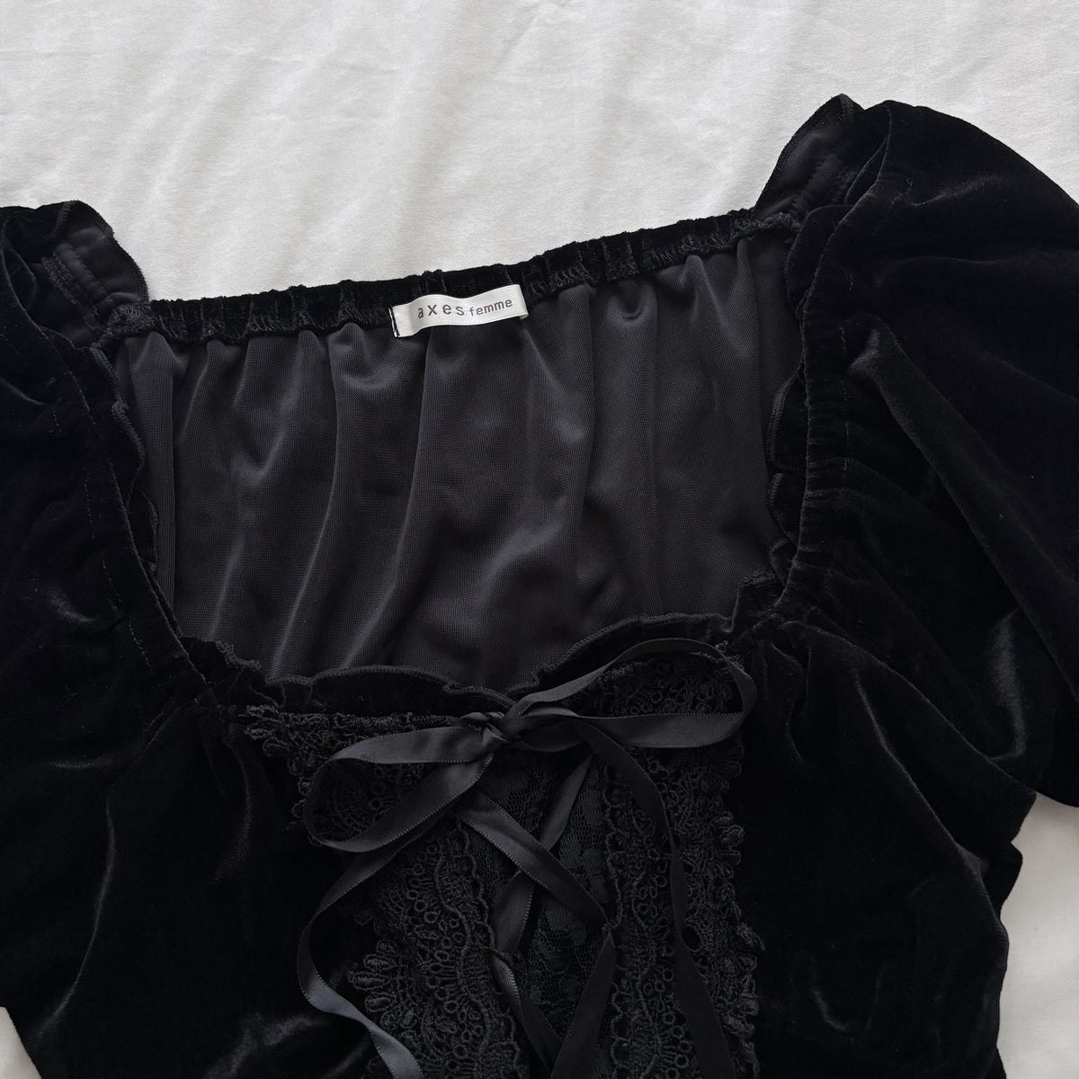 ‘Axes Femme’ Black Velvety Corset Top