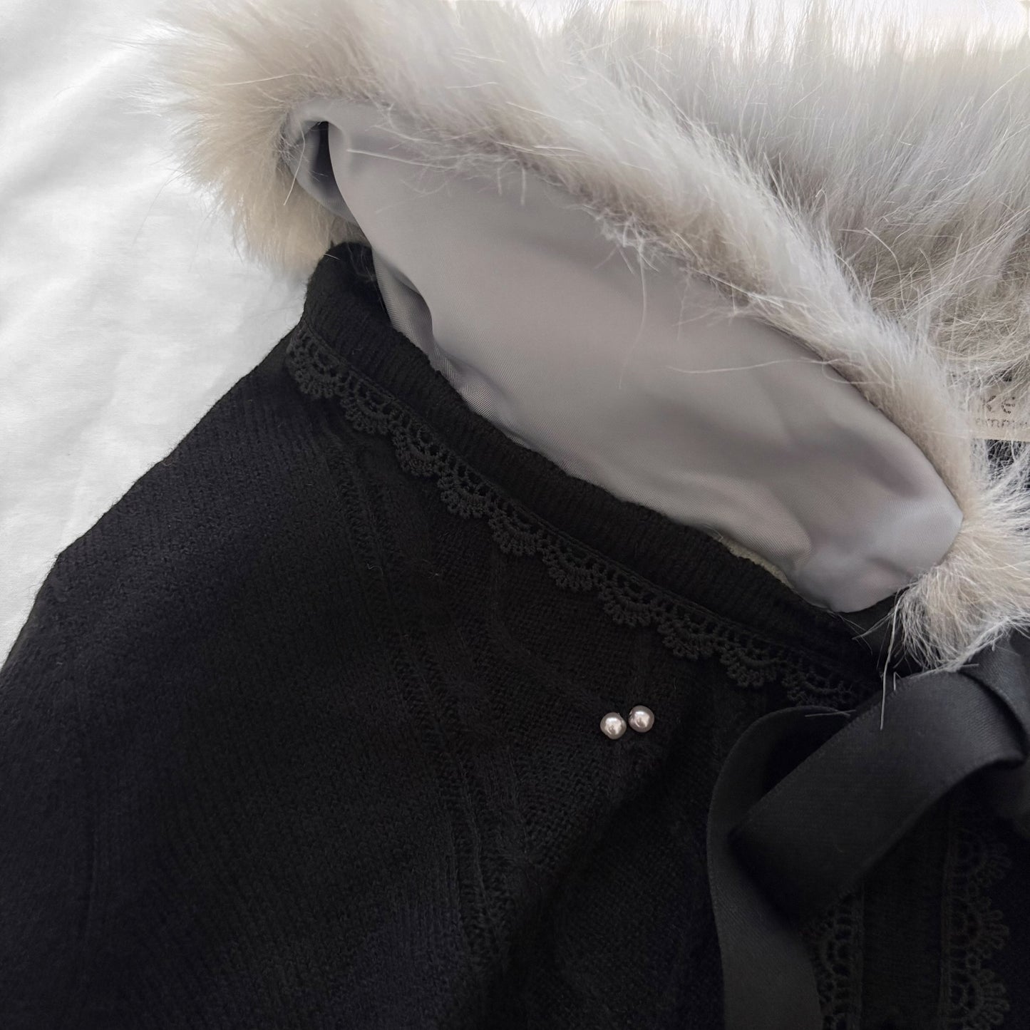 ‘Axes Femme’ Cardigan Top with Faux Fur