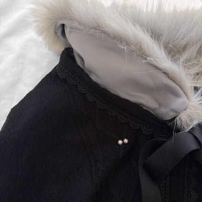 ‘Axes Femme’ Cardigan Top with Faux Fur