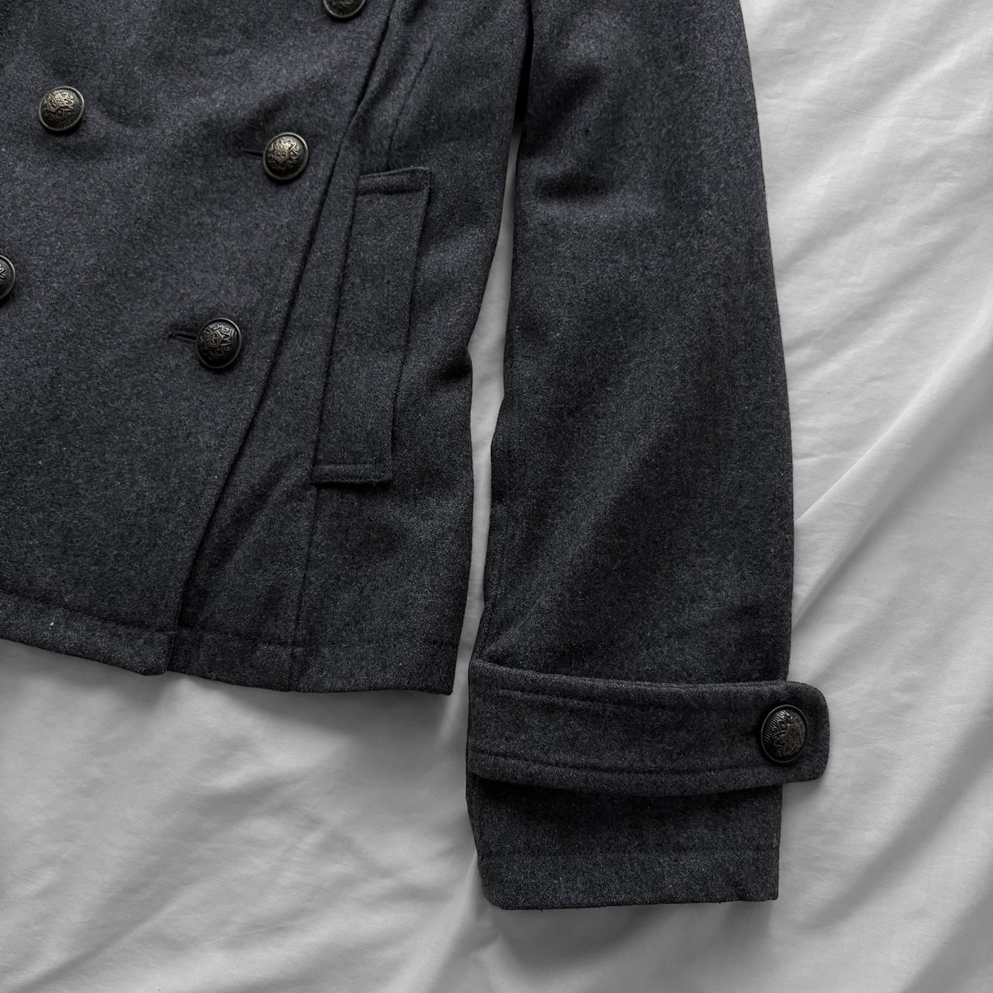 Gray Fitted Peacoat