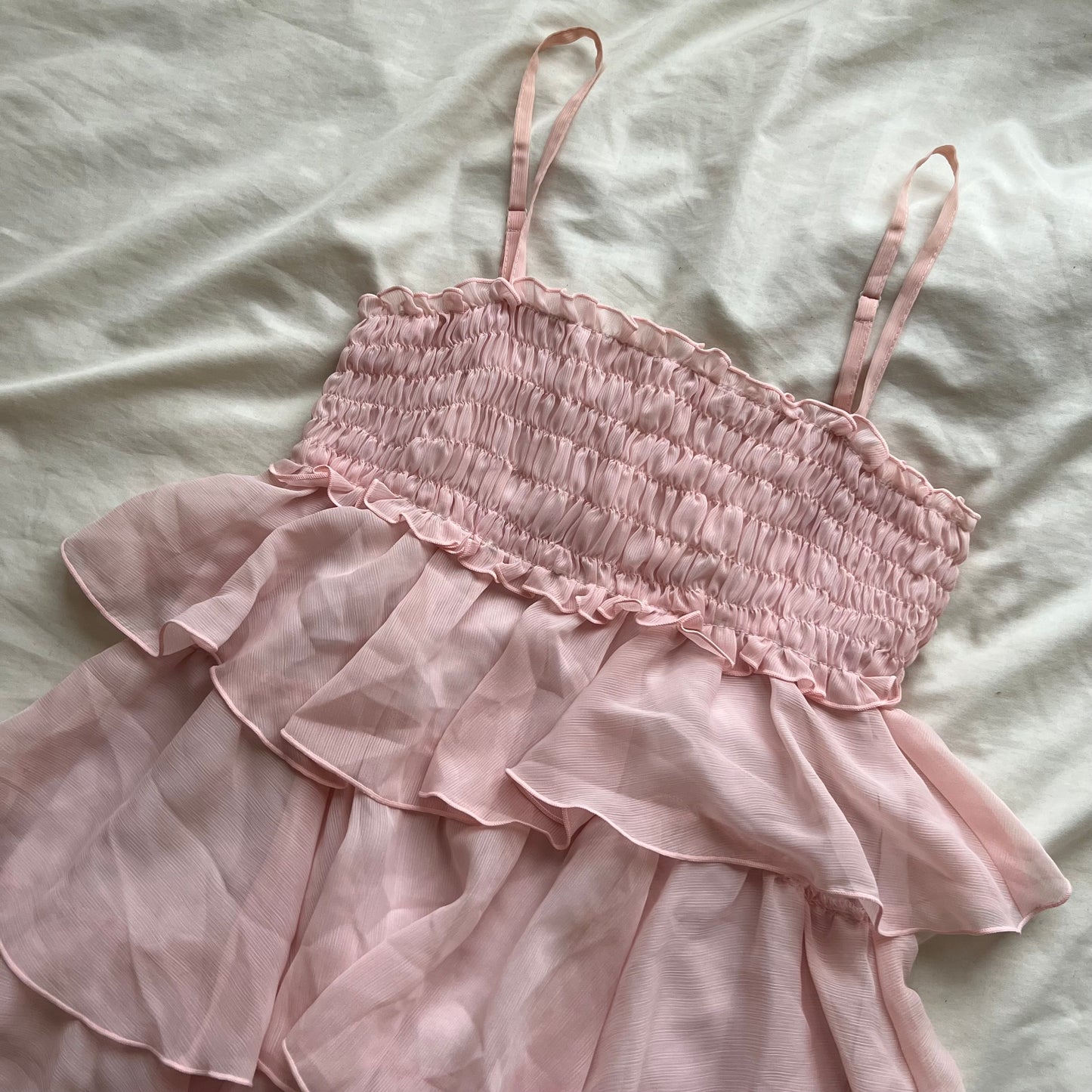 Pink frill layered dress