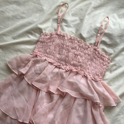 Pink frill layered dress