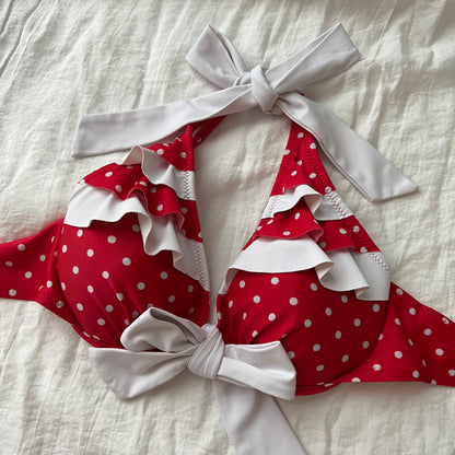 Layered red bikini set