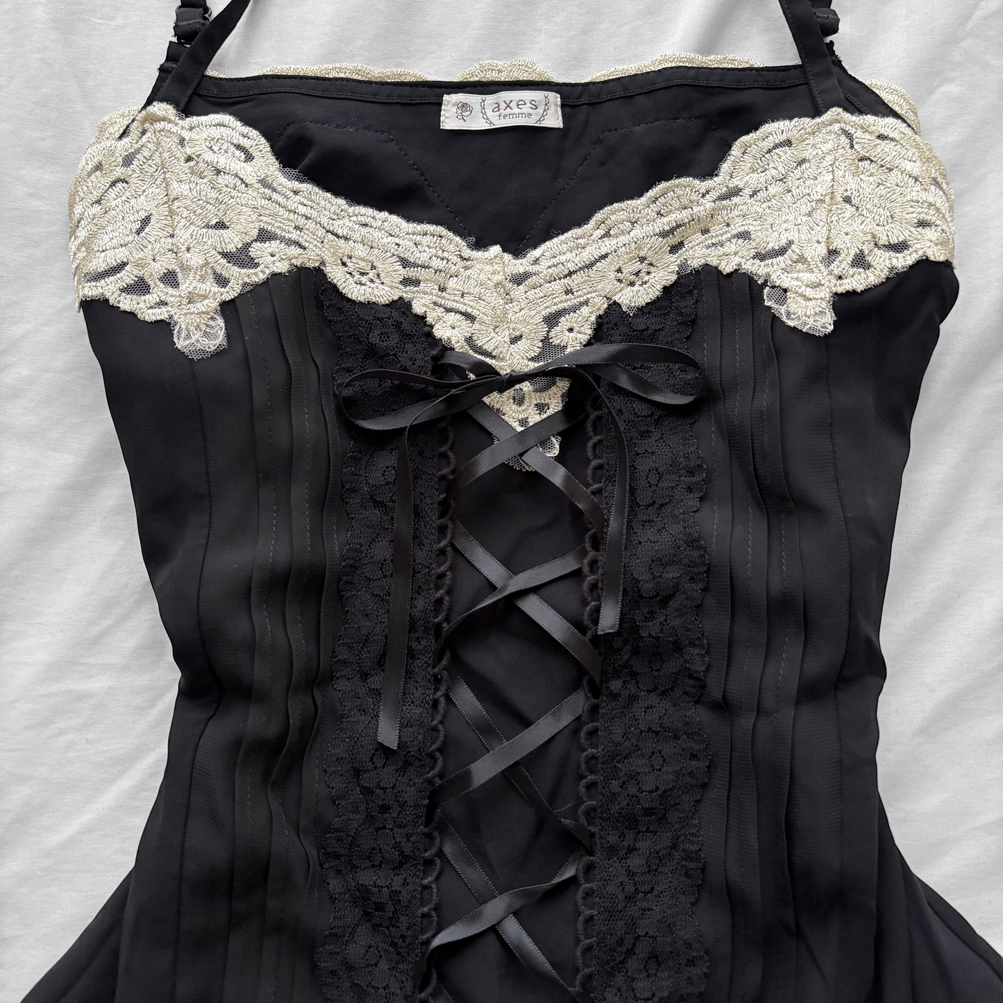 ‘Axes Femme’ Black & Lace Corset Top