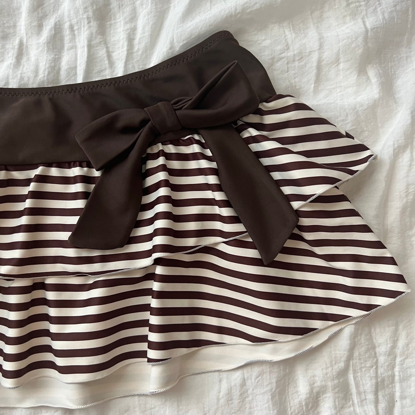 Bow striped bikini set