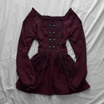 ‘Axes Femme’ Burgundy Victorian Style Dress