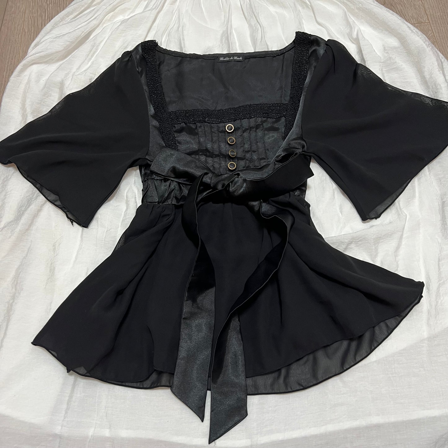 Black babydoll ribbon top