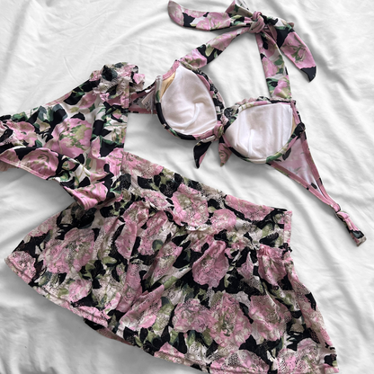 S size•Pink Floral & lace bikini Set