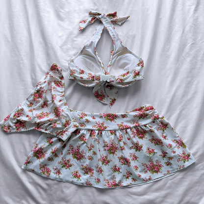 L size•White Floral bikini Set