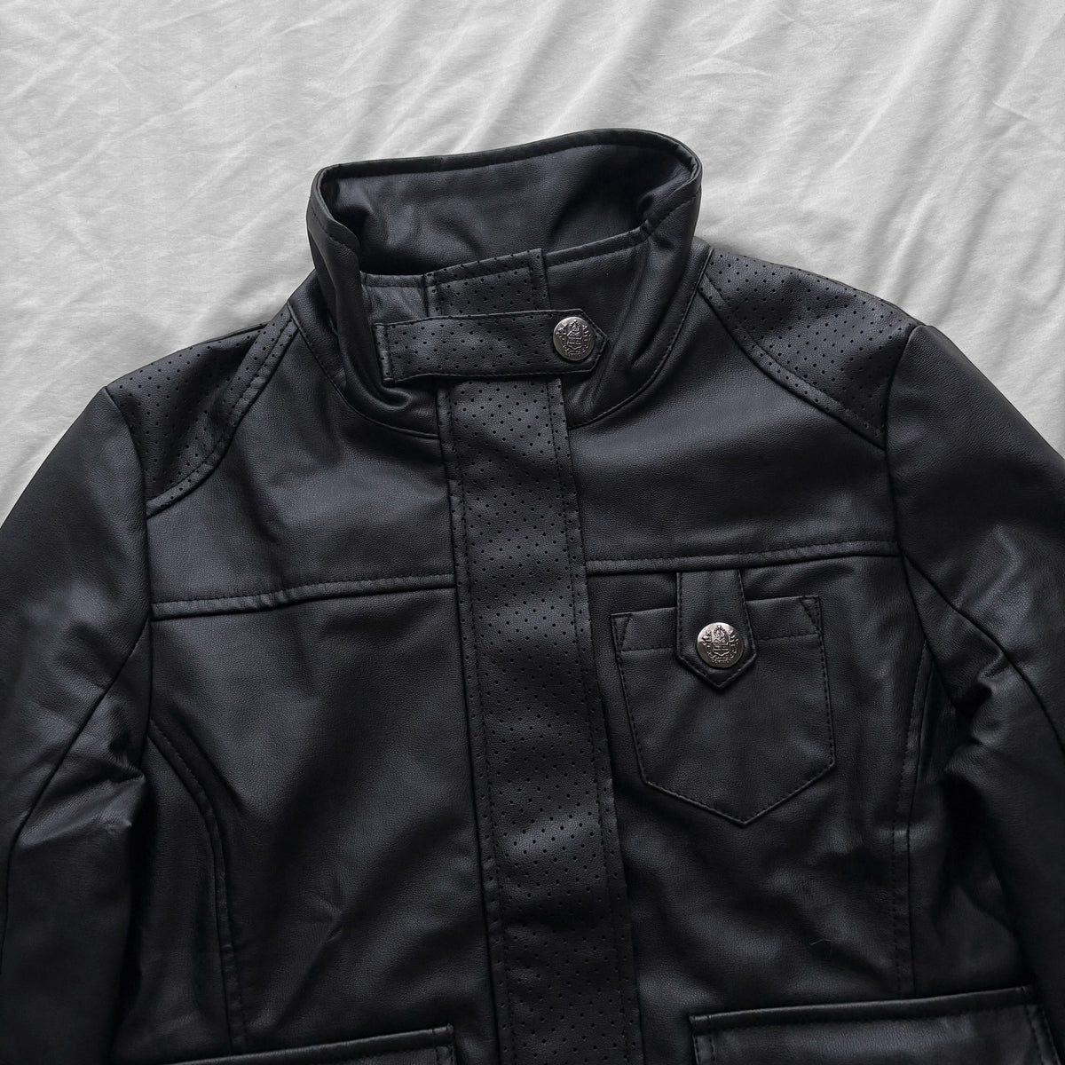 Black Archive Leather Military Jacket