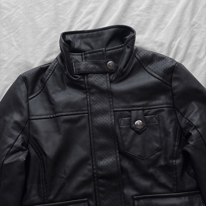 Black Archive Leather Military Jacket