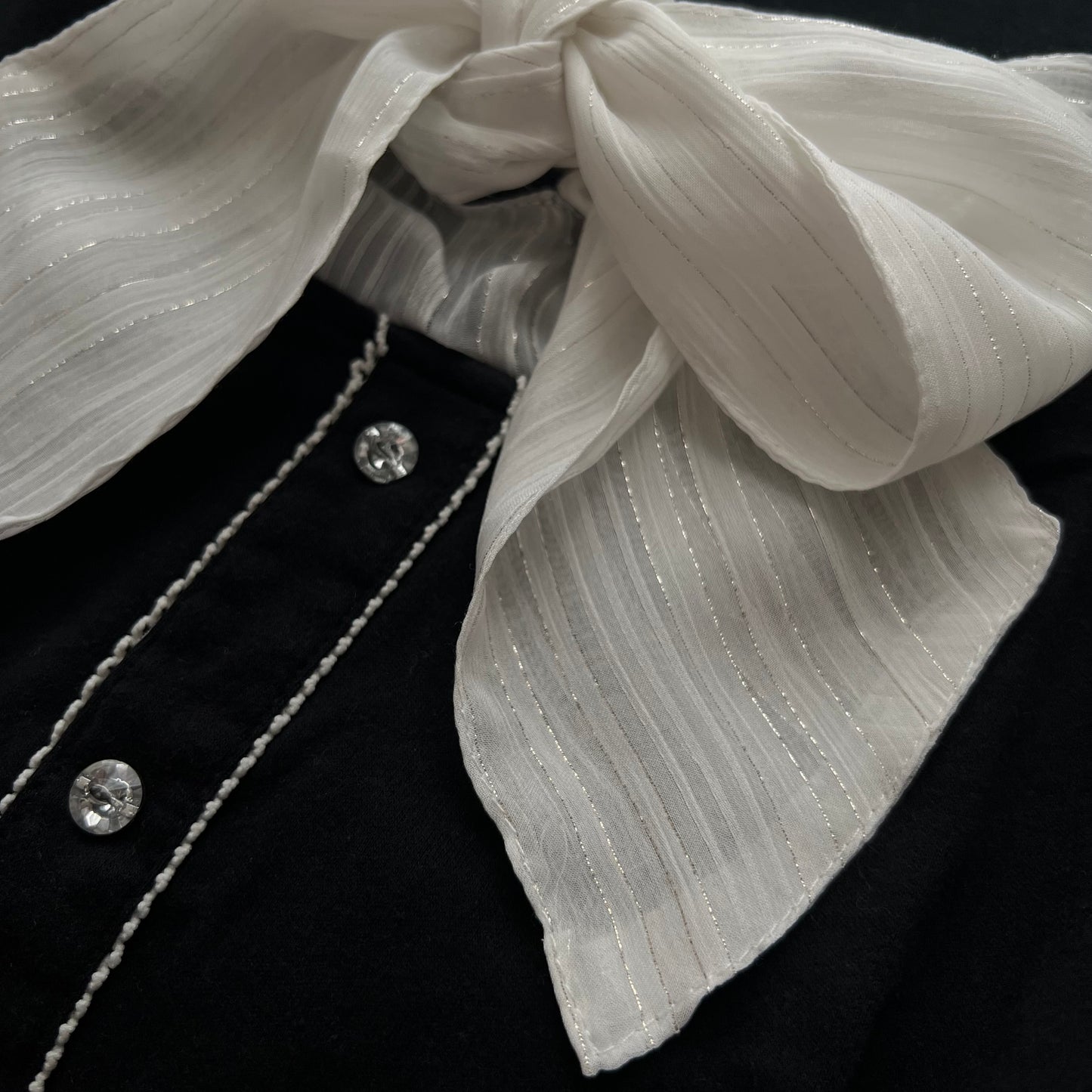 Black front ribbon top