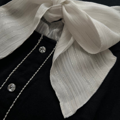 Black front ribbon top