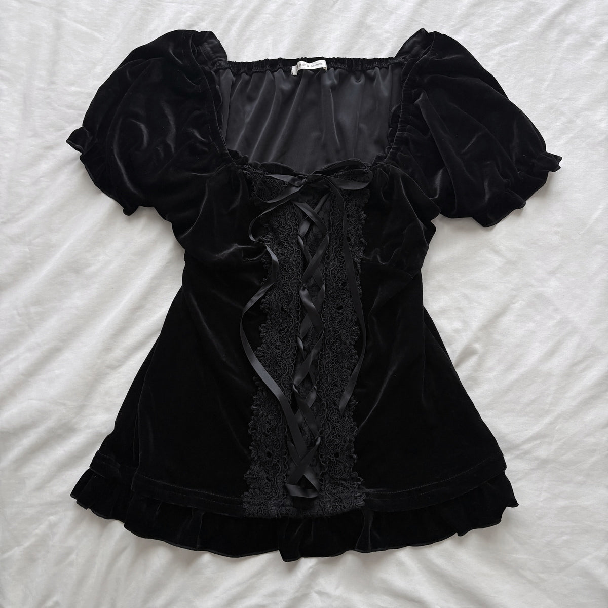 ‘Axes Femme’ Black Velvety Corset Top