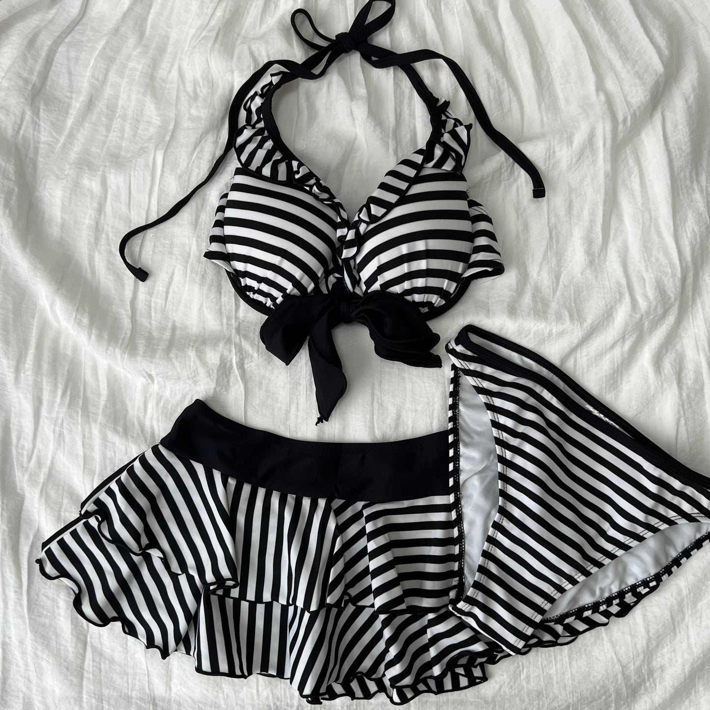 Women's Striped Bikini-Tankini set