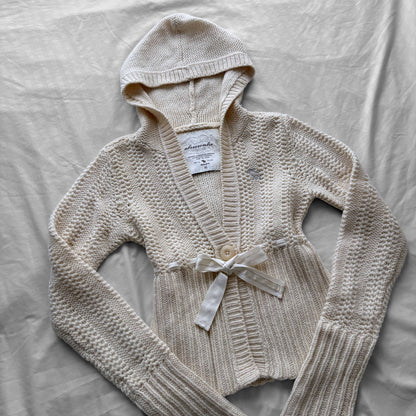 Abercrombie Cream Knit Hooded Cardigan