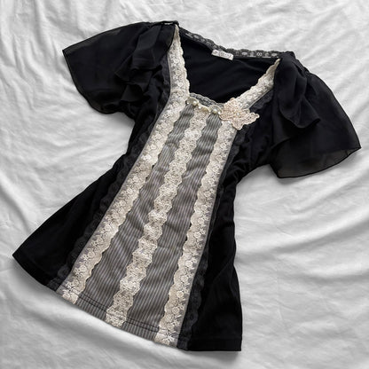 ‘Axes Femme’ Butterfly lace Top