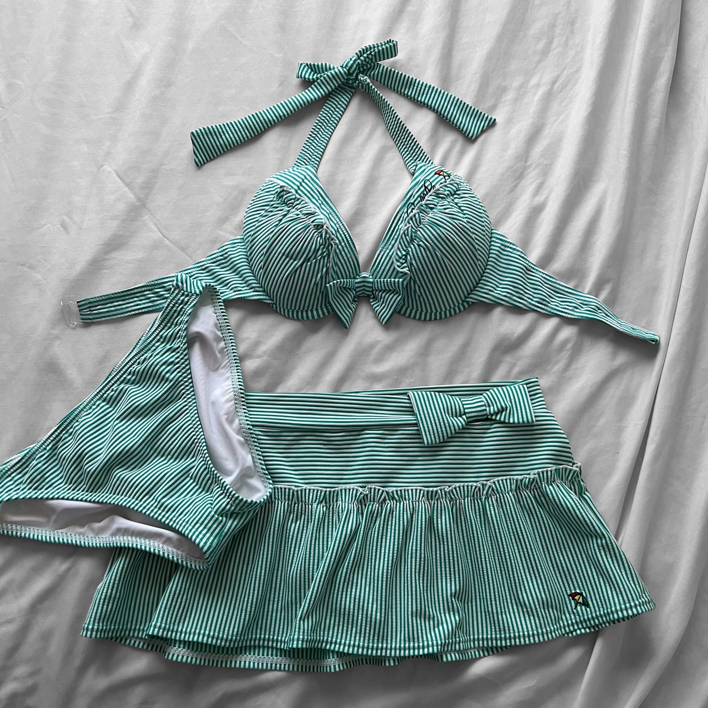 M size•Mint Green stripes bikini Set