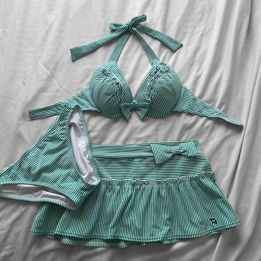 M size•Mint Green stripes bikini Set