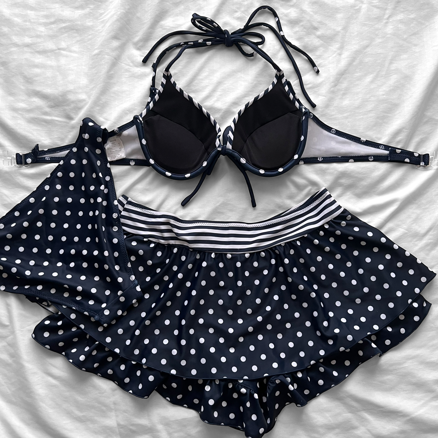 L size•Navy dots & stripes bikini Set