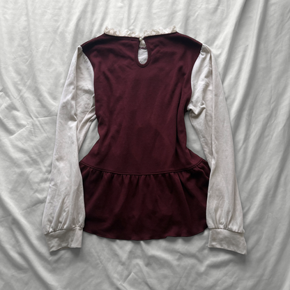 ‘Axes Femme’ Cream & Burgundy Corset Style Top