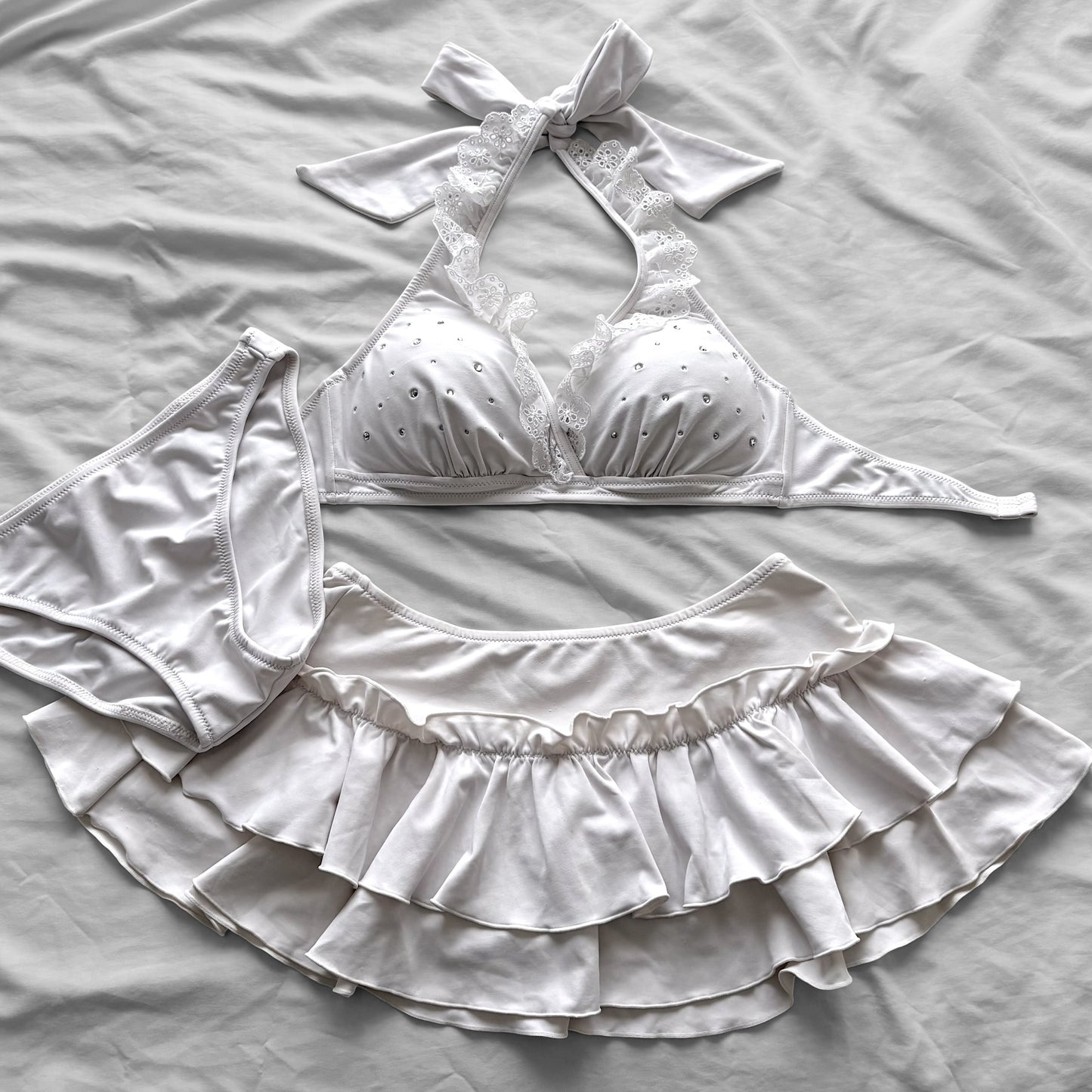 M size•Sweet frilly lace bikini Set