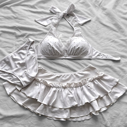 M size•Sweet frilly lace bikini Set