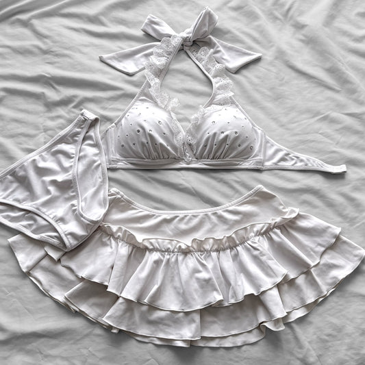 M size•Sweet frilly lace bikini Set
