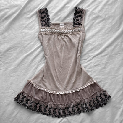 ‘Axes Femme’ beige Lace & sequins cami Top
