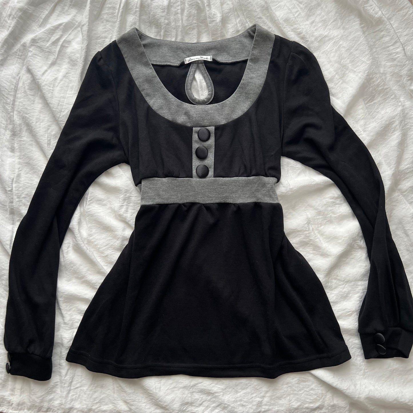 Black & Grey babydoll top